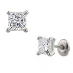 Princess Cut Diamond Stud Earrings in 14kt White Gold