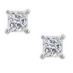 Princess Cut Diamond Stud Earrings in 14kt White Gold