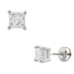 Princess Cut Diamond Studs in 14kt White Gold