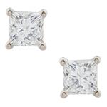 Princess Cut Diamond Studs in 14kt White Gold