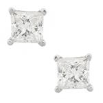 Princess Cut Diamond Studs In 14kt White Gold