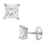 Princess Cut Diamond Studs In 14kt White Gold