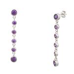 Purple Stone Drop Earrings in Sterling Silver