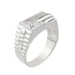 Rectangle Top Diamond Ring in 14kt White Gold