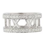 Roman Numeral Diamond Wedding Band in 14kt White Gold