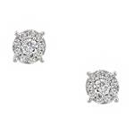 Forever Diamonds Round Cluster Diamond Stud Earrings in 14kt White Gold
