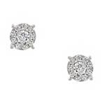 Round Cluster Diamond Stud Earrings in 14kt White Gold