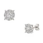 Round Cluster Diamond Stud Earrings in 14kt White Gold