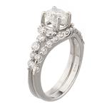 Round Diamond Bridal Engagement Ring Set in 18kt White Gold