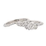 Round Diamond Bridal Engagement Ring Set in 18kt White Gold