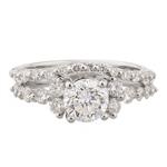 Round Diamond Bridal Engagement Ring Set in 18kt White Gold