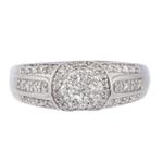 Round Diamond Cluster Engagement Ring in 14kt White Gold