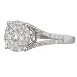 Round Diamond Cluster Engagement Ring in 14kt White Gold