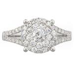 Round Diamond Cluster Engagement Ring in 14kt White Gold