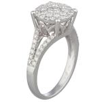 Round Diamond Cluster Engagement Ring in 14kt White Gold