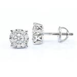 Round Diamond Cluster Stud Earrings