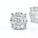 Round Diamond Cluster Stud Earrings