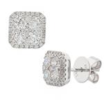 Round Diamond Cluster Stud Earrings in 14kt White Gold