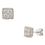 Round Diamond Cluster Stud Earrings in 14kt White Gold