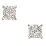 Round Diamond Cluster Stud Earrings in 14kt White Gold