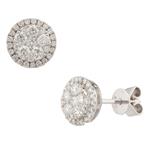 Round Diamond Cluster Stud Earrings in 14kt White Gold