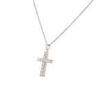 Round Diamond Cross Pendant in 14kt White Gold