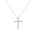 Round Diamond Cross Pendant in 14kt White Gold