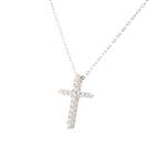 Round Diamond Cross Pendant in 14kt White Gold