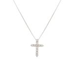 Round Diamond Cross Pendant in 14kt White Gold