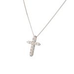 Round Diamond Cross Pendant in 14kt White Gold