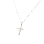 Round Diamond Cross Pendant in 14kt White Gold