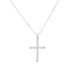 Round Diamond Cross Pendant in 14kt White Gold