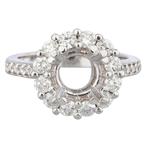 Round Diamond Halo Style Engagement Ring Setting in 14kt White Gold