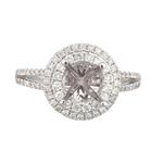 Forever Diamonds Double Halo Diamond Engagement Ring Setting in 14kt White Gold