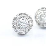 Round Vintage Halo Style Diamond Stud Earrings
