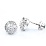 Round Vintage Halo Style Diamond Stud Earrings