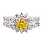 Round Yellow Diamond Engagement Ring in 14kt White Gold