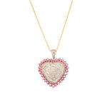 Ruby and Diamond Heart Pendant in 10kt Gold