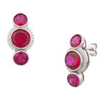 Ruby and White Sapphire Earrings in Sterling Silver