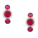 Ruby and White Sapphire Earrings in Sterling Silver