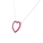 Ruby Open Heart Pendant in 14kt White Gold