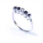 Five Stone Diamond and Sapphire Ring in 14kt White Gold