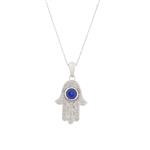 Forever Diamonds Sapphire and Diamond Hand of God Pendant in 14kt White Gold