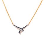 Forever Diamonds Sapphire and Diamond Ribbon Necklace in 10kt Two- Tone Gold