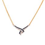 Sapphire and Diamond Ribbon Necklace in 10kt Two- Tone Gold