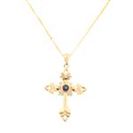 Forever Diamonds Sapphire Diamond Cross in 14kt Gold