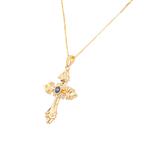 Sapphire Diamond Cross in 14kt Gold