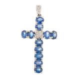 Forever Diamonds Sapphire Diamond Cross in 14kt White Gold