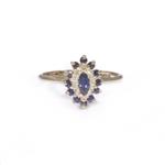 Blue Sapphire Diamond Halo Ring in 14kt Gold