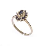 Blue Sapphire Diamond Halo Ring in 14kt Gold